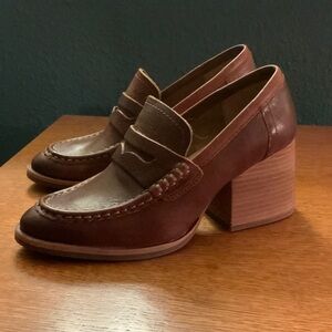 Kork-Ease Tan Leather Block Heel Loafers